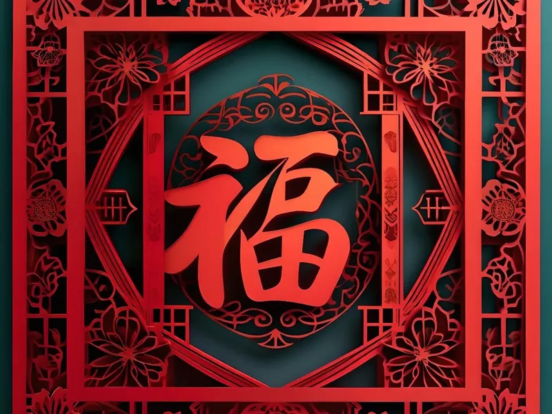 新年窗花立体浮雕画《立体福字》