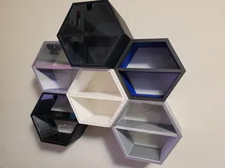 Customizable Floating Honeycomb Display Shelves