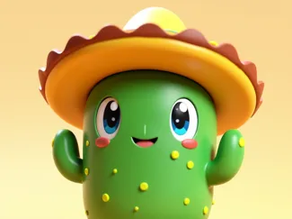 Cute Cactus Wearing Sombrero