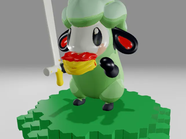 grass sheep eating lasagna