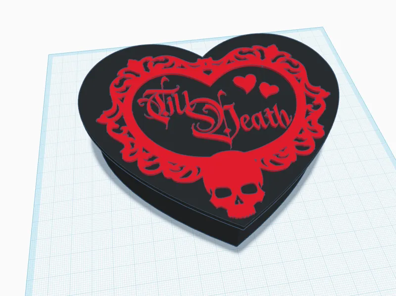 Till Death Ornate Skull Heart Chocolate Box