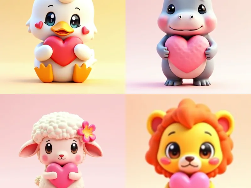 Valentine's Day Animals- Heart-Holding Decorations