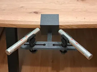 Stereo microphone holder for desk