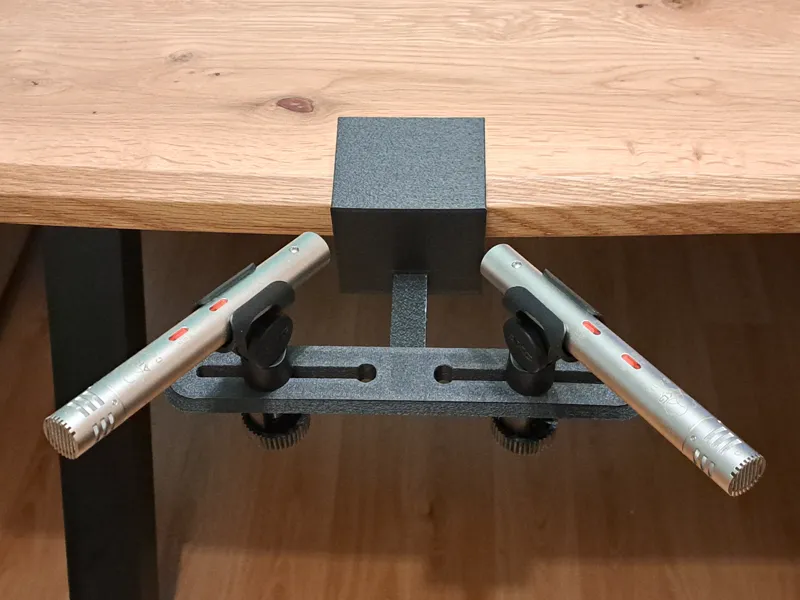 Stereo microphone holder for desk