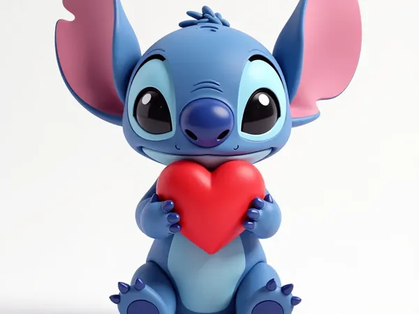 Figurine Stitch cœur Saint-Valentin