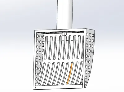 Cat litter scoop, litter sifter, assembled. Handle requires supports