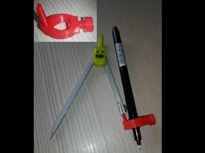 Marker compass adapter: pen clamp