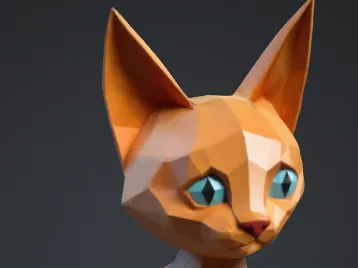 Polygon Cat Statue
