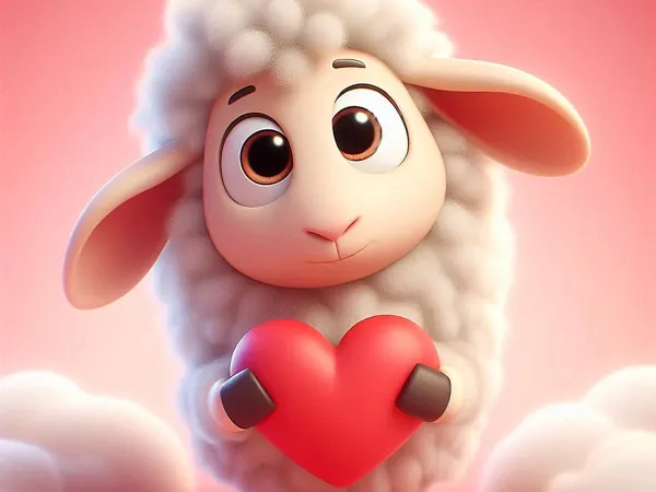Mouton mignon avec un cœur