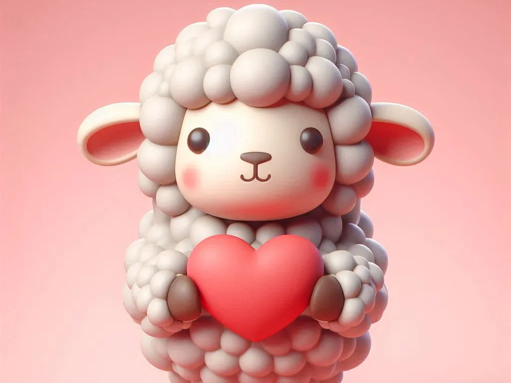 Figurine mouton au cœur
