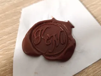 Sealing wax stamp for testing - KM letters