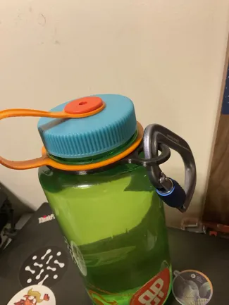 Carabiner ring on Nalgene water bottle (stl, step)