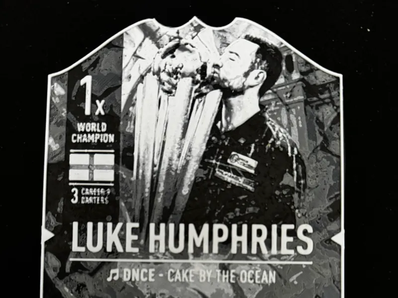 Luke Humphries Cool Hand Luke Dart Card Hueforged