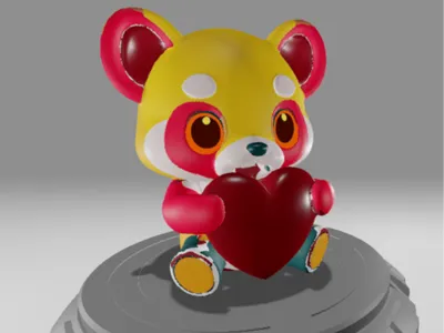 Panda Holding Heart
