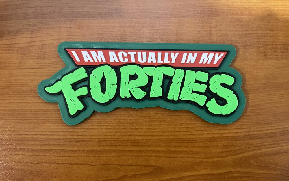 TMNT (I'm actually in My Forties) Green Back Sign by DarkLink - MakerWorld