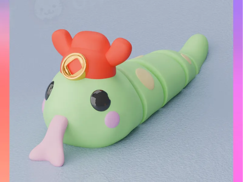 Flexi Snake: God of Wealth Keychain