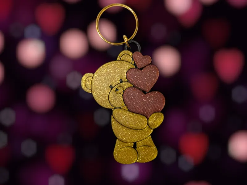 Cute Bear with Hearts-Valentine's Day Keychain