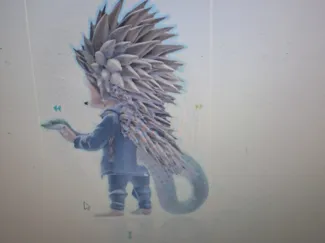 Hedgehog sculpture with snake