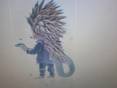 Hedgehog sculpture with snake