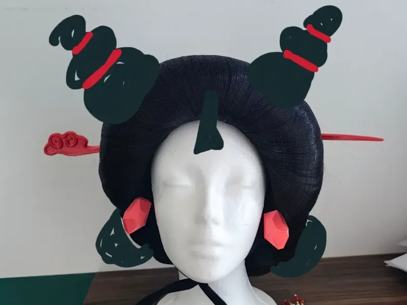 石矶娘娘发簪耳钉