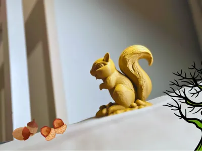 Agile Squirrel: A Nature Friend in the Wood Carving Series