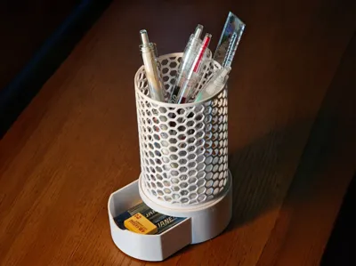 Openwork Pen Holder (with Small Drawer)