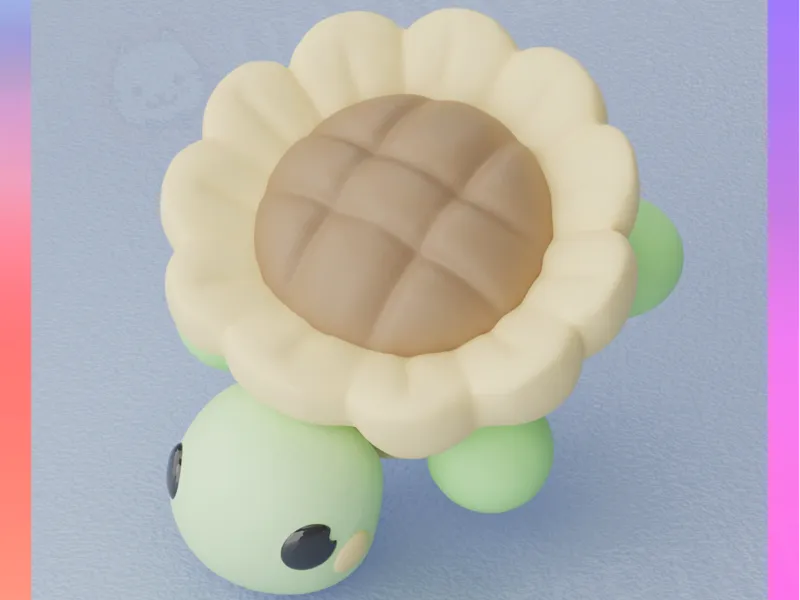 Flexi Turtle Keychain: Sunflower