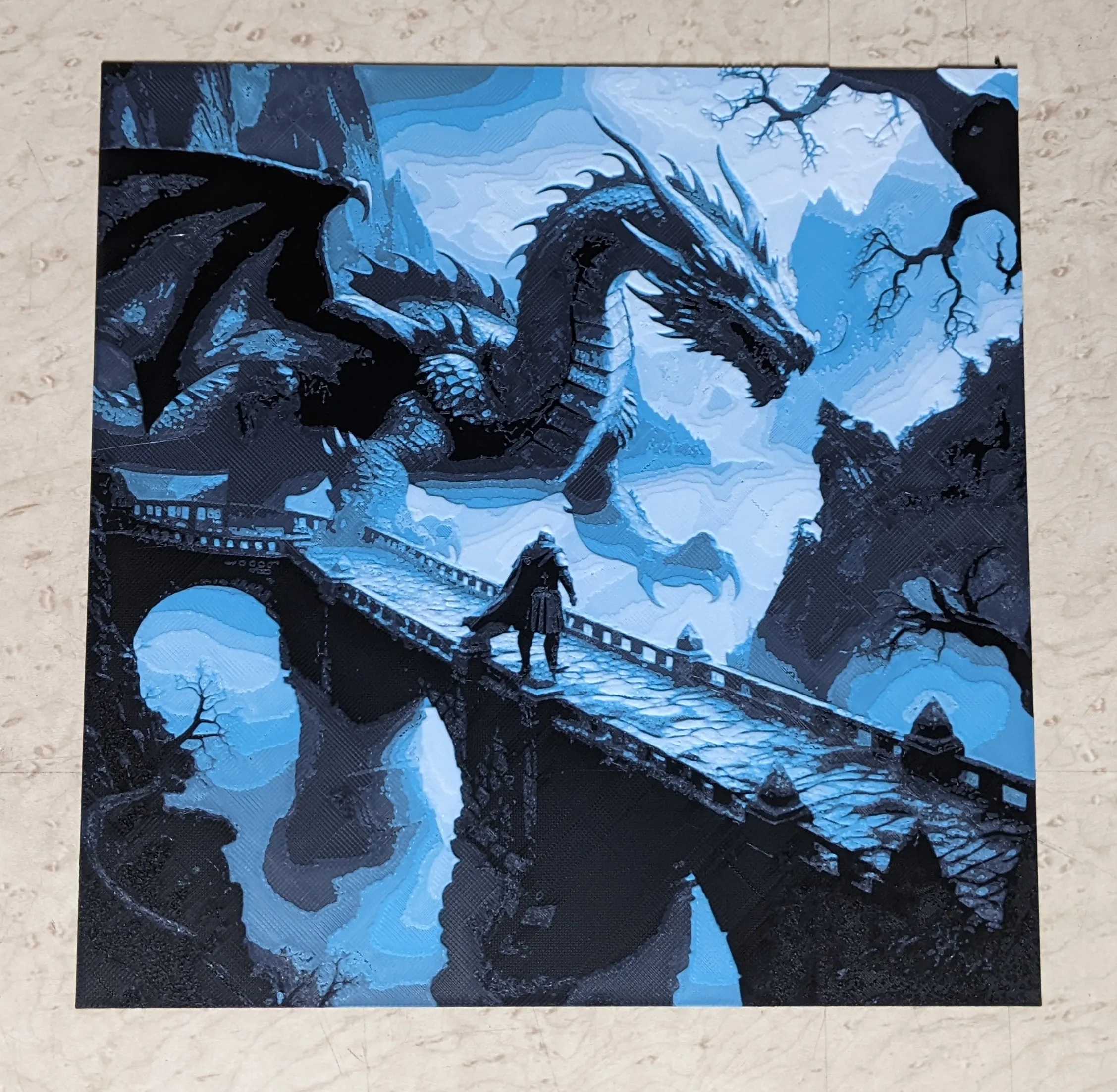 Knight & Dragon HueForge with frame by ogre56 MakerWorld: Download Free ...