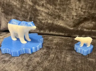 Melting ice cap separating polar bear from mother