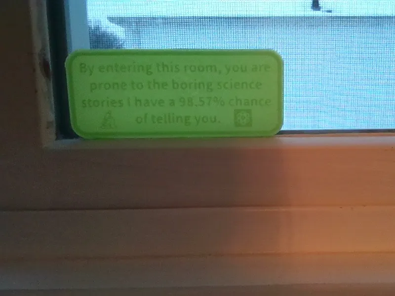 "By entering this room" Science sign