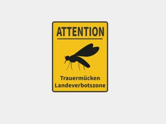 Trauermückenlandeverbotszonenschild