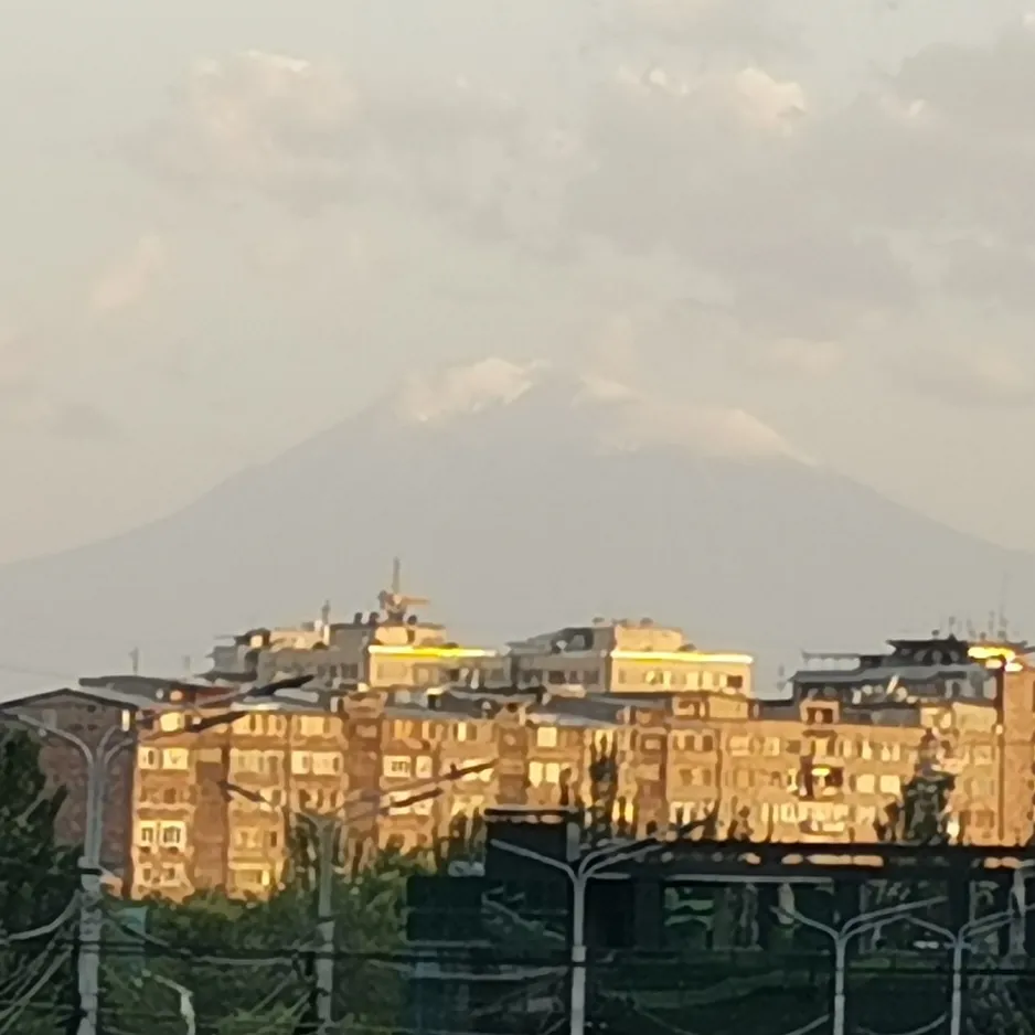 View on Mount Ararat from Yerevan city (June 2022). 