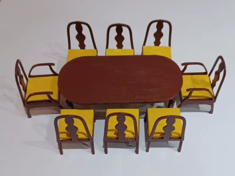 Formal table and chairs 1/12 scale