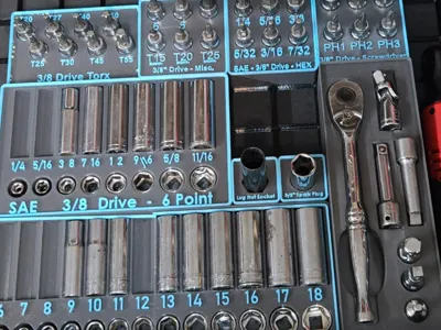 Gridfinity Husky Socket and Ratchet Trays