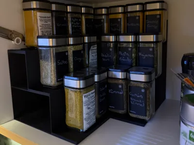 Corner spice rack with two drawers