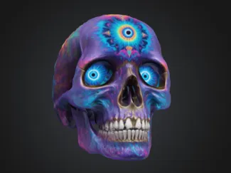 Trippy Psychedelic Third Eye Skull