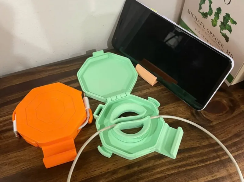 All-in-one Printed Data Cable Storage Phone Stand