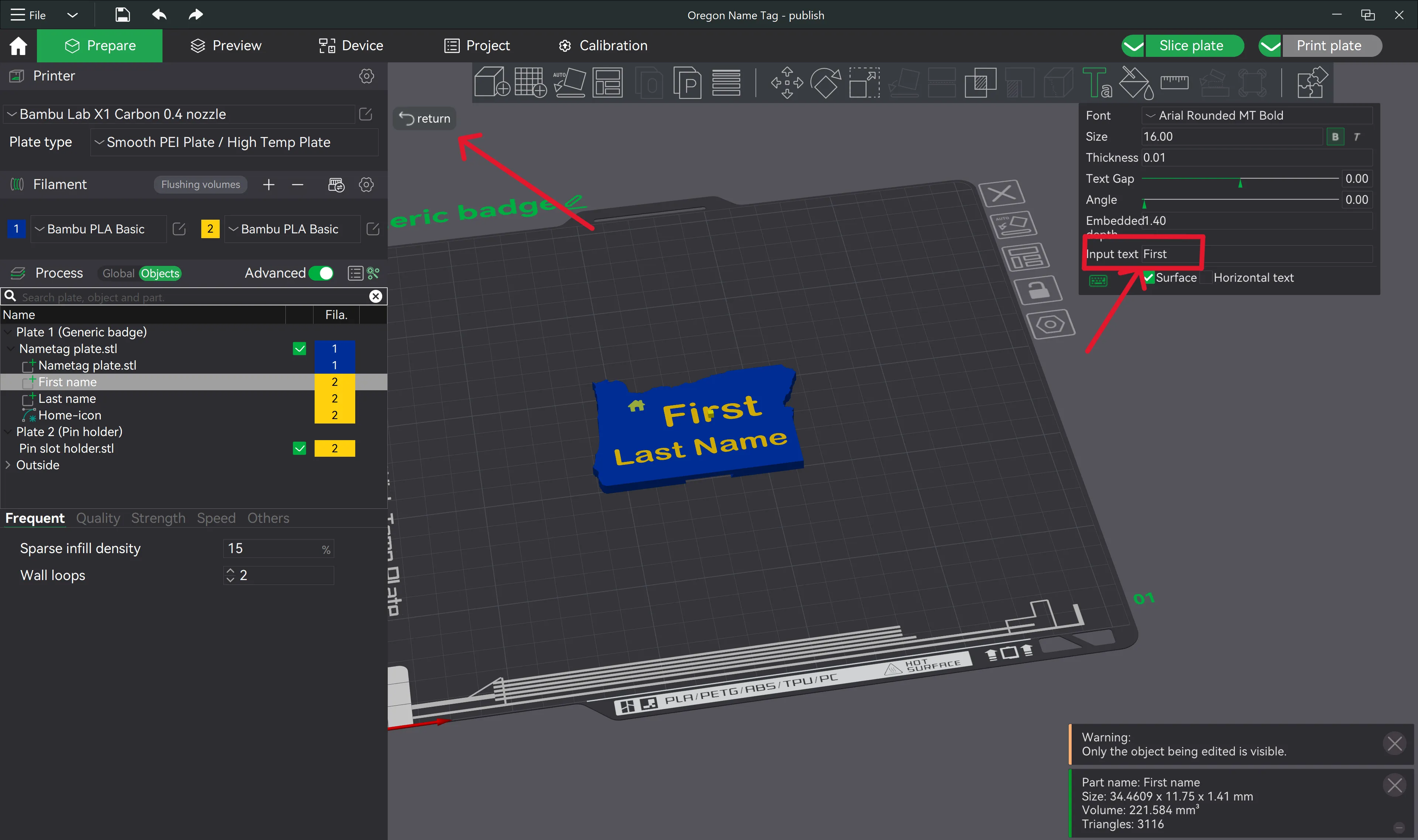 Edit text features, and how to return out of editing mode