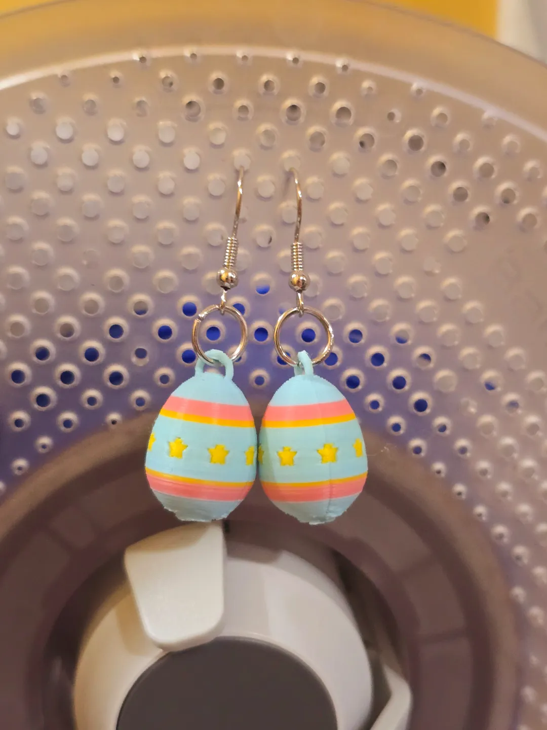 3D Easter egg earrings view 2