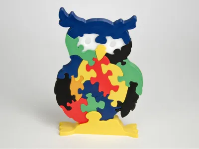 Colorful Owl Puzzle Sculpture – 3D Geometric Decor