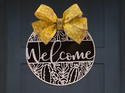 Welcome Front Door hanger cactus