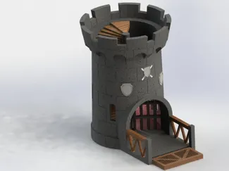 Castle dice tower with moveable gate