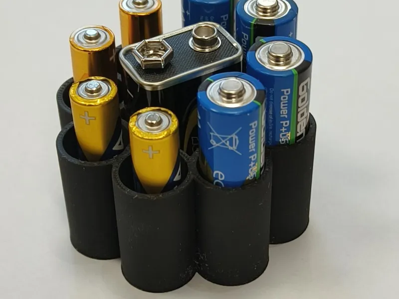 Organizer for 8 AA or AAA batteries space for a 9V