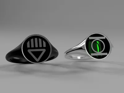 Green lantern and Black lantern rings.