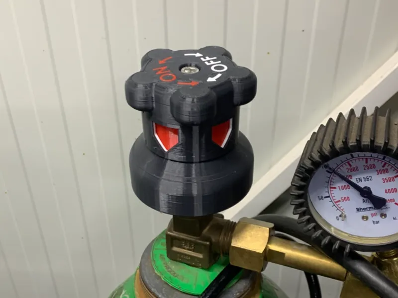 Gas cylinder valve indicator welding
