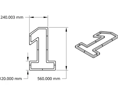 Picture frame in the shape of the number 1
