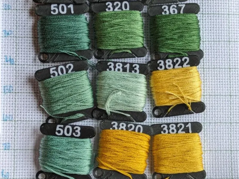 Floss Bobbins with DMC Color Labels