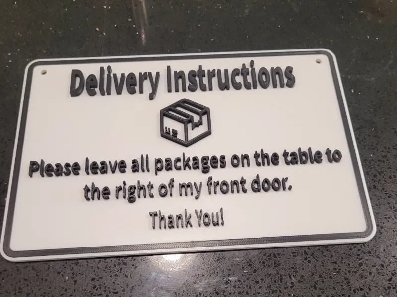 package delivery instuctions sign