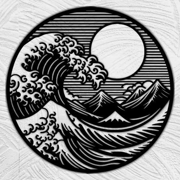 Grande vague décorative façon estampe japonaise