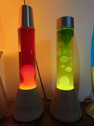 Voss bottle lava lamp concrete base